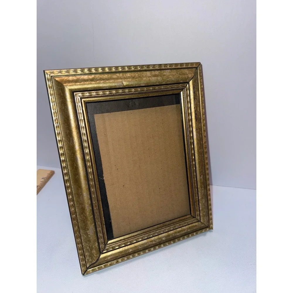 Vintage Gold Beaded Picture Frame 5x7 Distressed Antiqued Tabletop Wall Decor